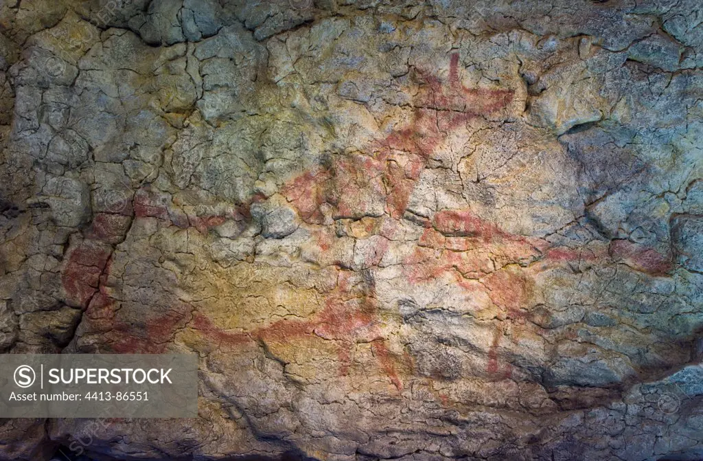 Big frieze of rock painting Cave of El Pendo Spain
