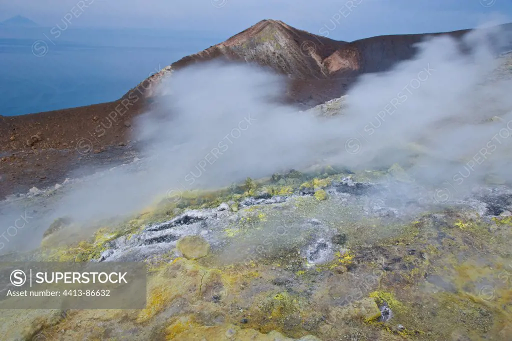 Magmatic activity in a volcanic crater Island Lipari