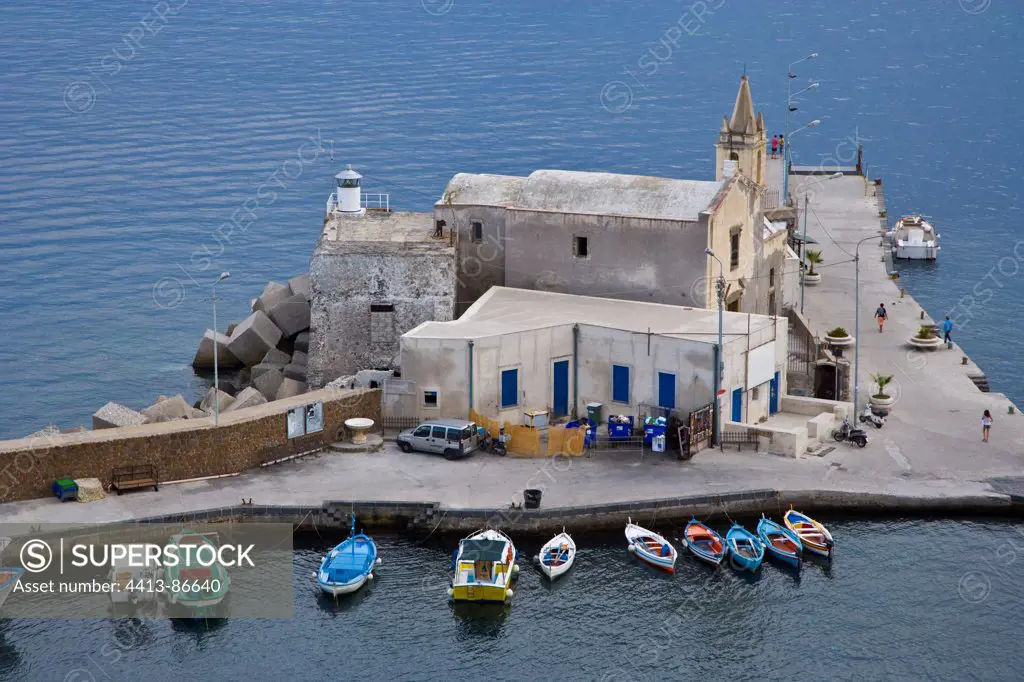 The harbour of Lipari inTyrrhenian Sea