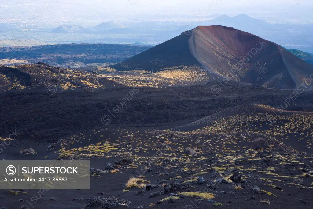 Crater of the volcano on the Mount Etna in Sicily