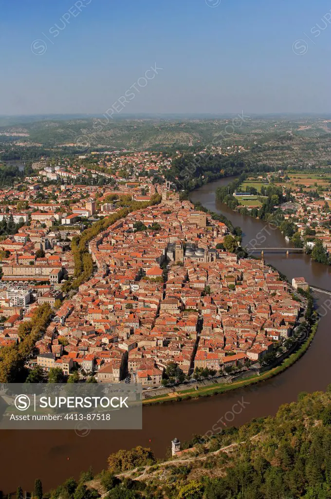 The city of Cahors in the meanders of the Lot France