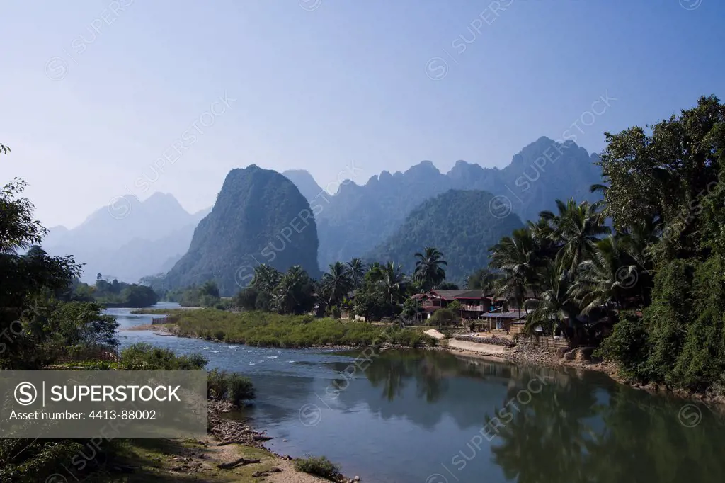 Landscape of moutain and river of Laos