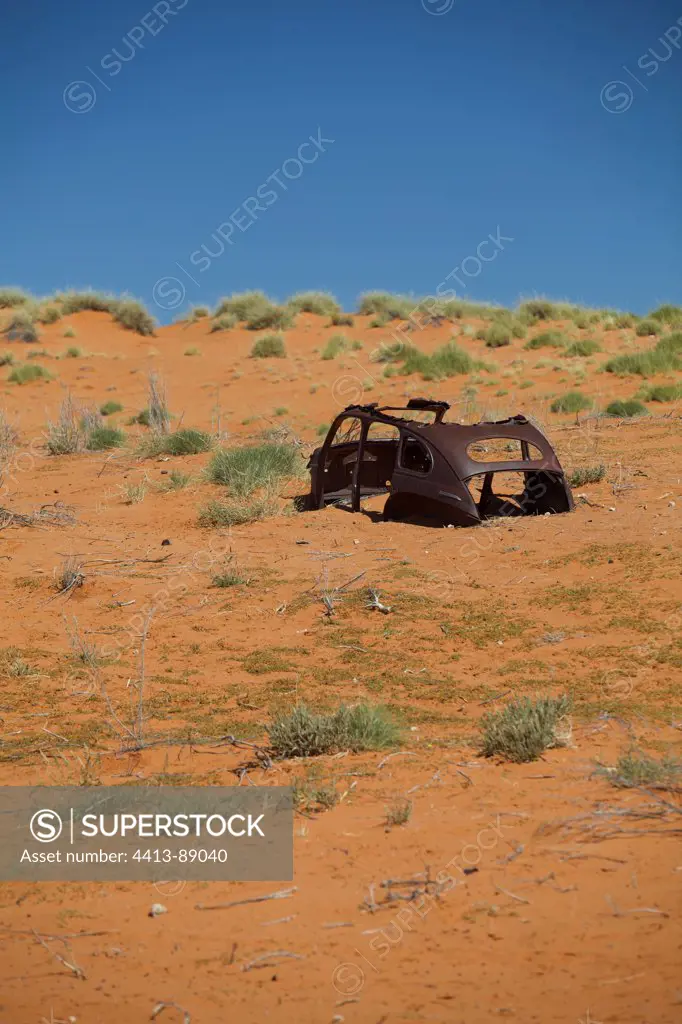 Abandoned car in the desert of Kalahari South Africa