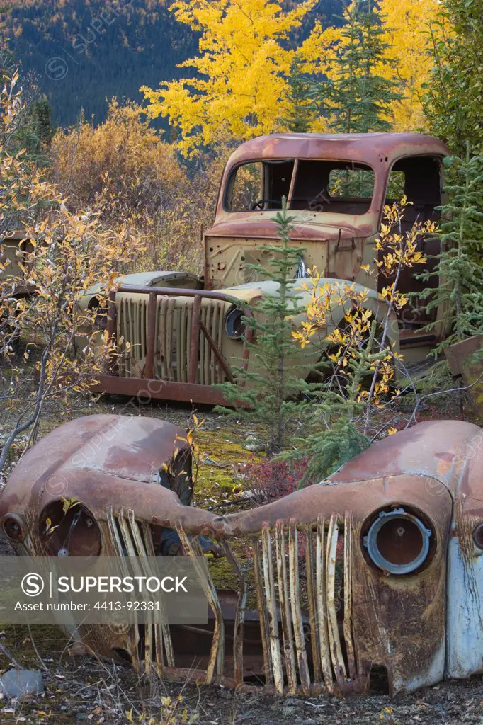 Old vehicles at North Canol Road Yukon Canada