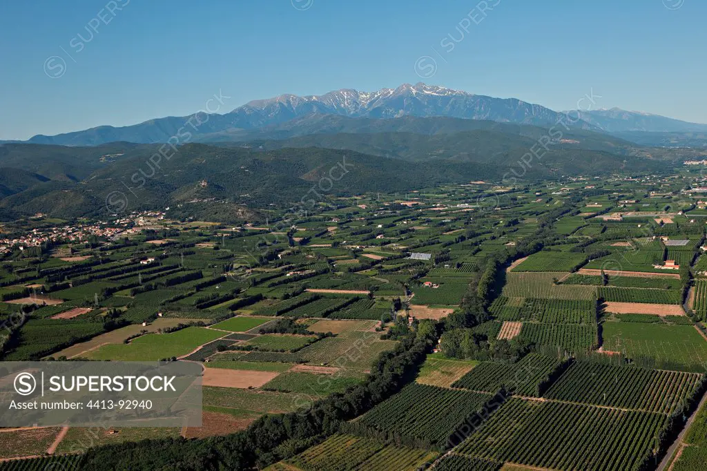 Aerial view of Cerdanya and Mount Canigou France