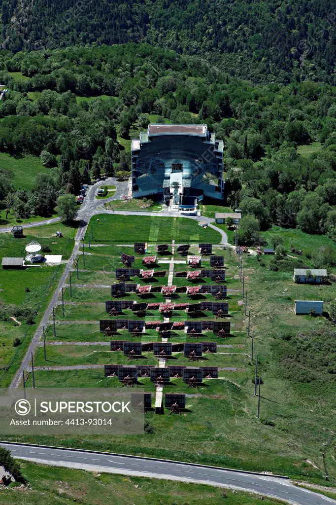Aerial view of the solar furnace at Font-Romeu-Odeillo-Via