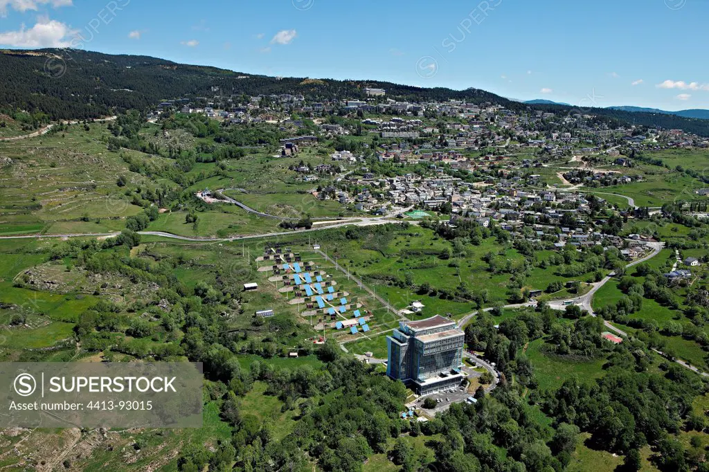 Aerial view of the solar furnace at Font-Romeu-Odeillo-Via