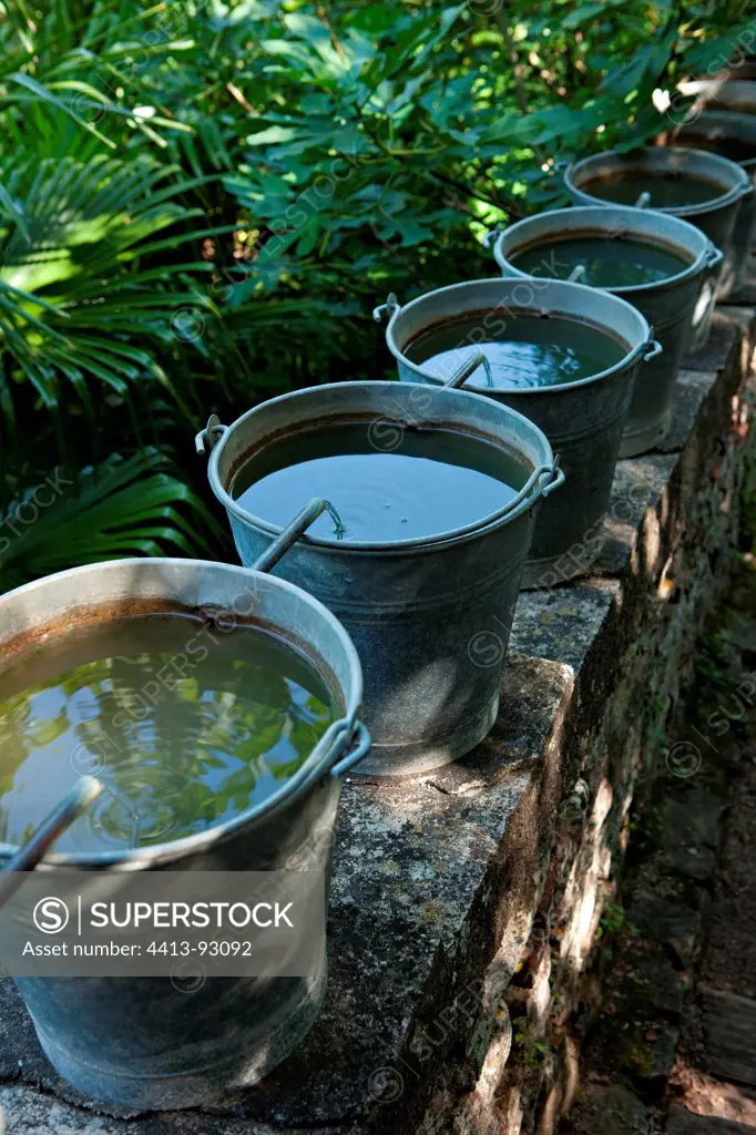 Chain buckets filled with water in the Garden of Paradise Tarn