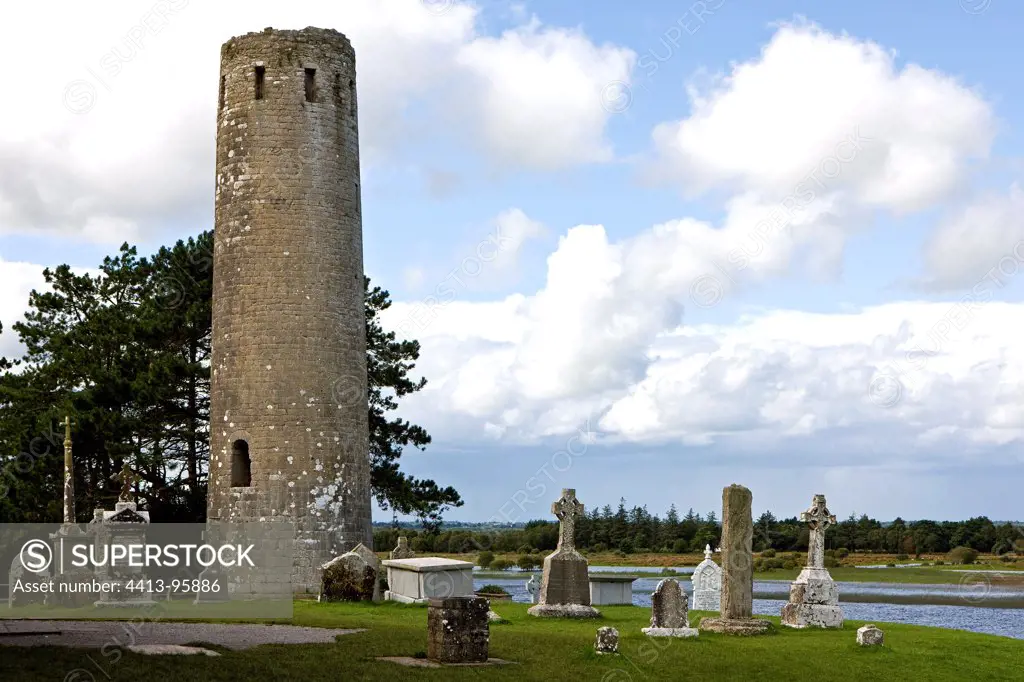 Tower in the monastery of Clonmacnoise Ireland