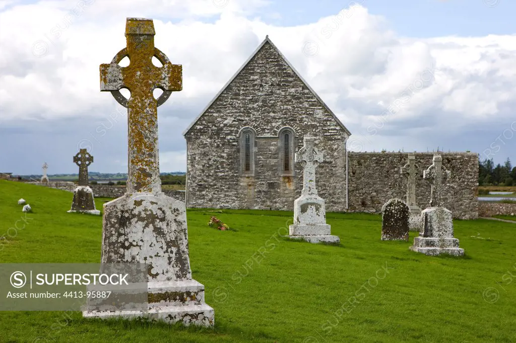 The monastery of Clonmacnoise in Ireland