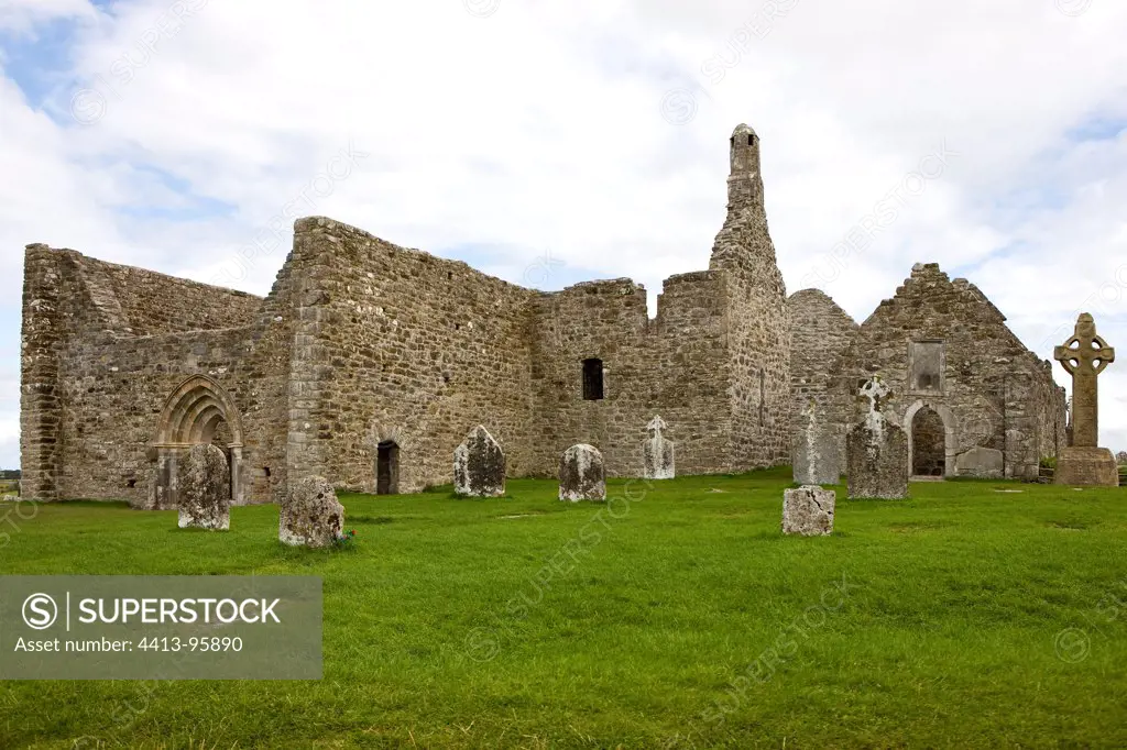 The monastery of Clonmacnoise in Ireland