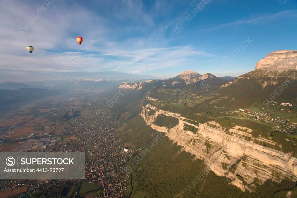 Balloons and the Chartreuse Massif Grésivaudan AlpsFrance