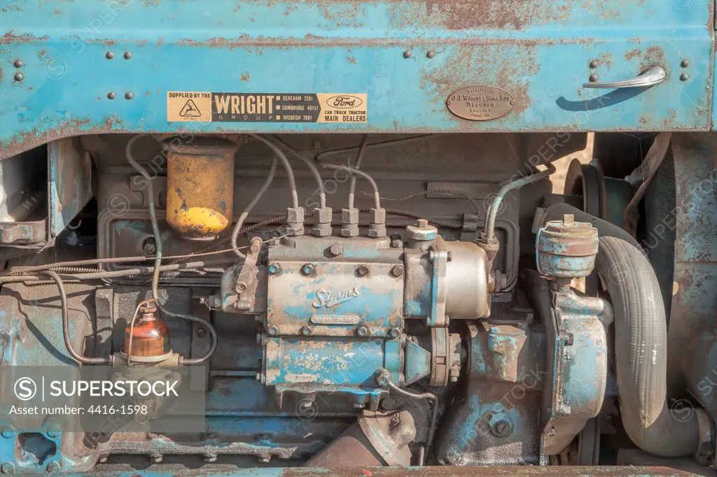 Simms vintage tractor engine, Norfolk, East Anglia, England