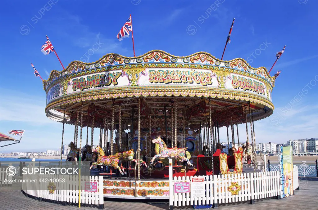 Carousel on a pier, Brighton Pier, Brighton, England