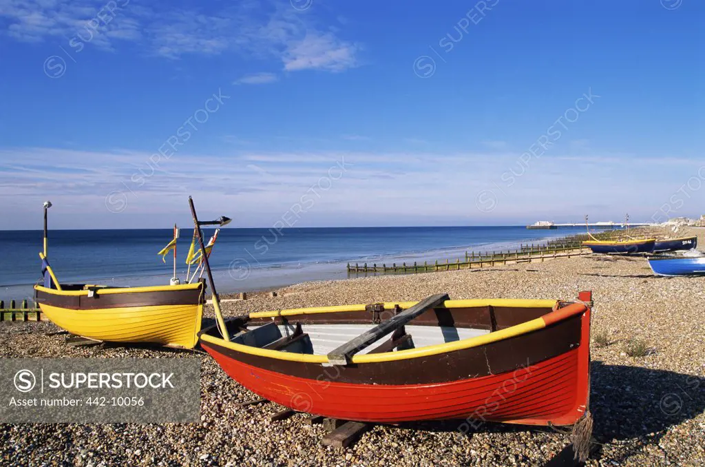 Rowboats on the beach, Worthing, England
