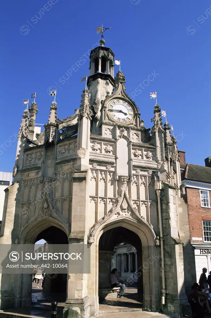 Low angle view of a clock tower, Market Cross, Chichester, England
