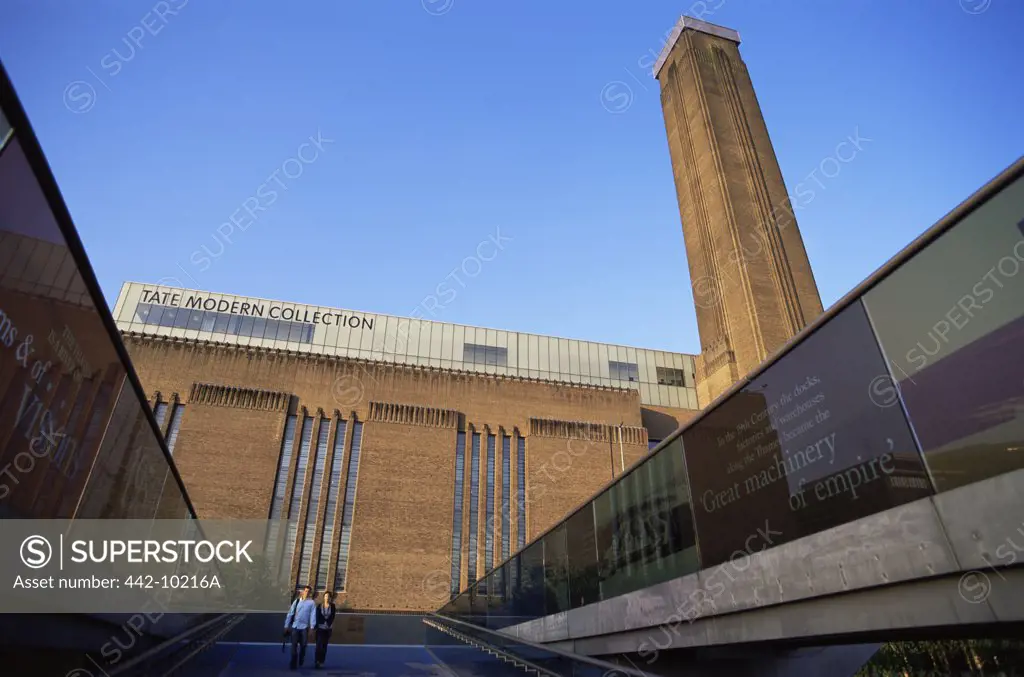 Low angle view of a museum, Tate Modern, Millennium Bridge, London, England