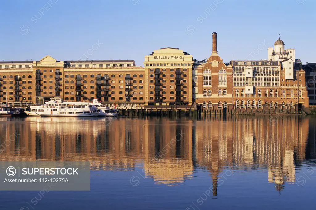 Buildings on the waterfront, Butlers Wharf, Thames River, Southwark, London, England