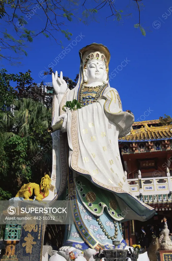 Low angle view of a statue, Goddess of Mercy Statue, Tin Hau Temple, Hong Kong, China