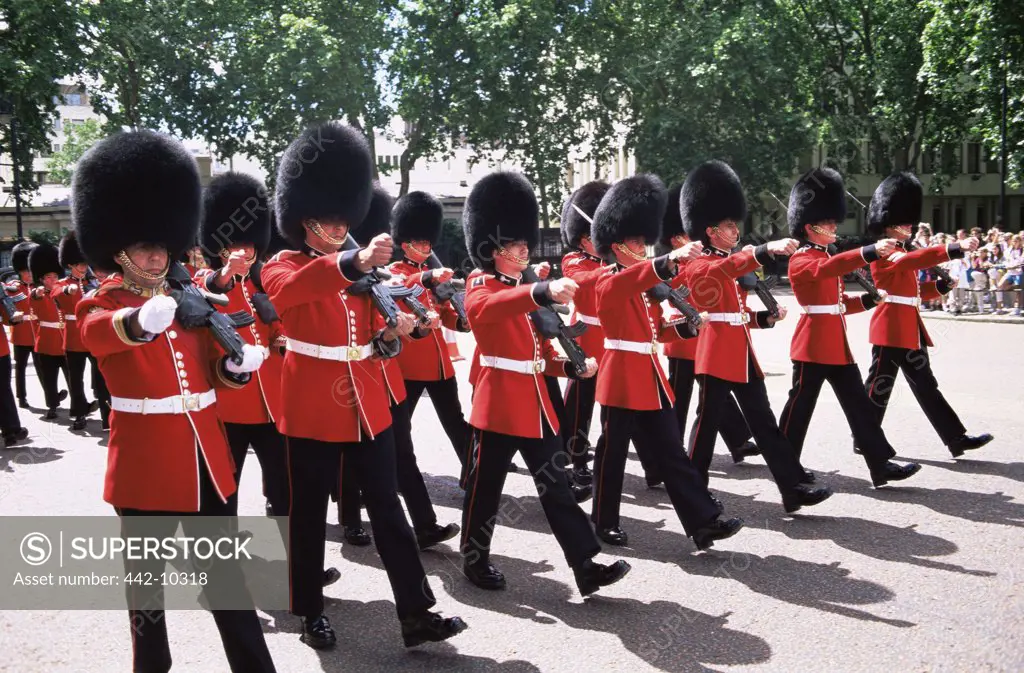 British Royal Guards marching, Changing of the Guard, London, England