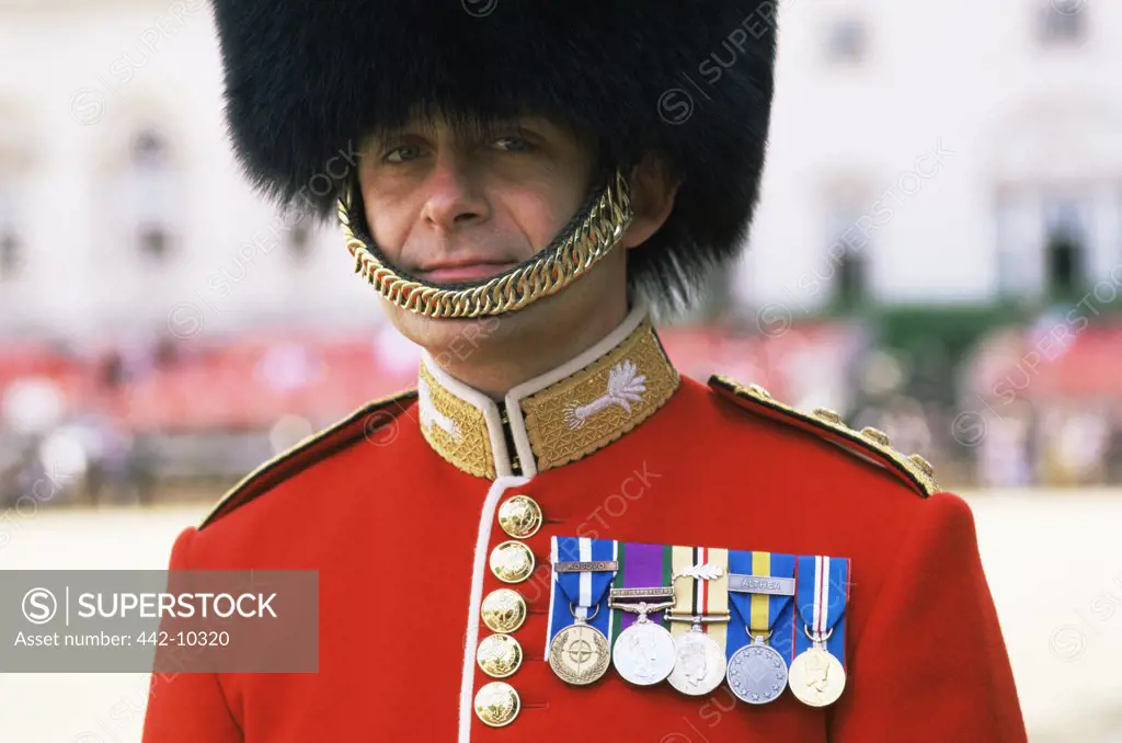 Portrait of a British Royal Guard, London, England