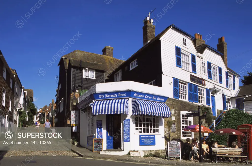 Houses along a street, Mermaid Street, Rye, Sussex, England