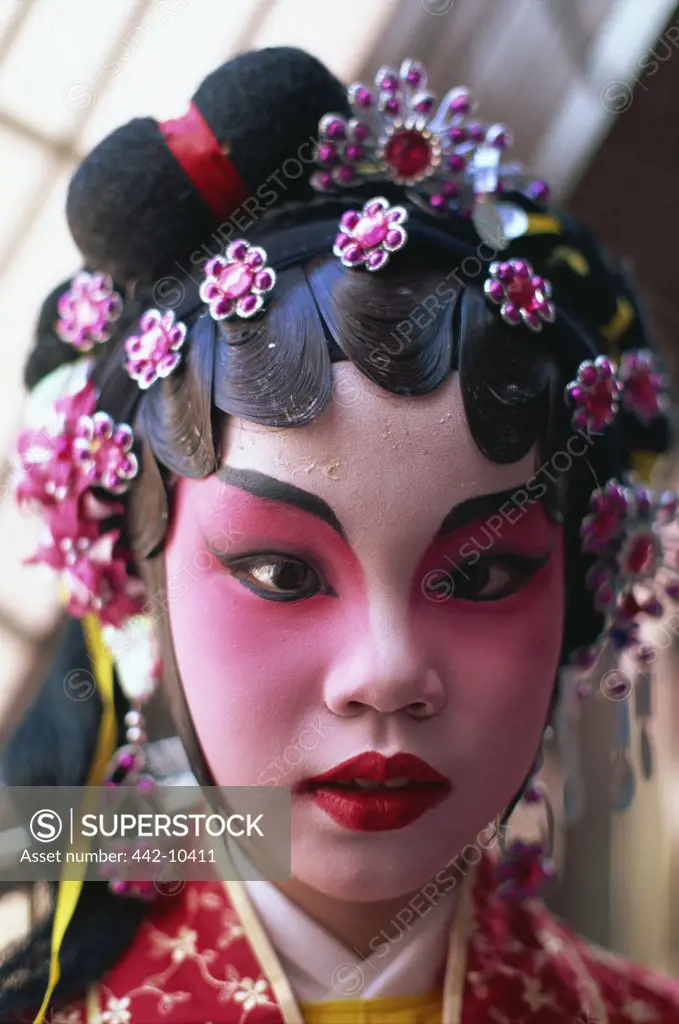 Portrait of a female Chinese opera performer, Hong Kong, China