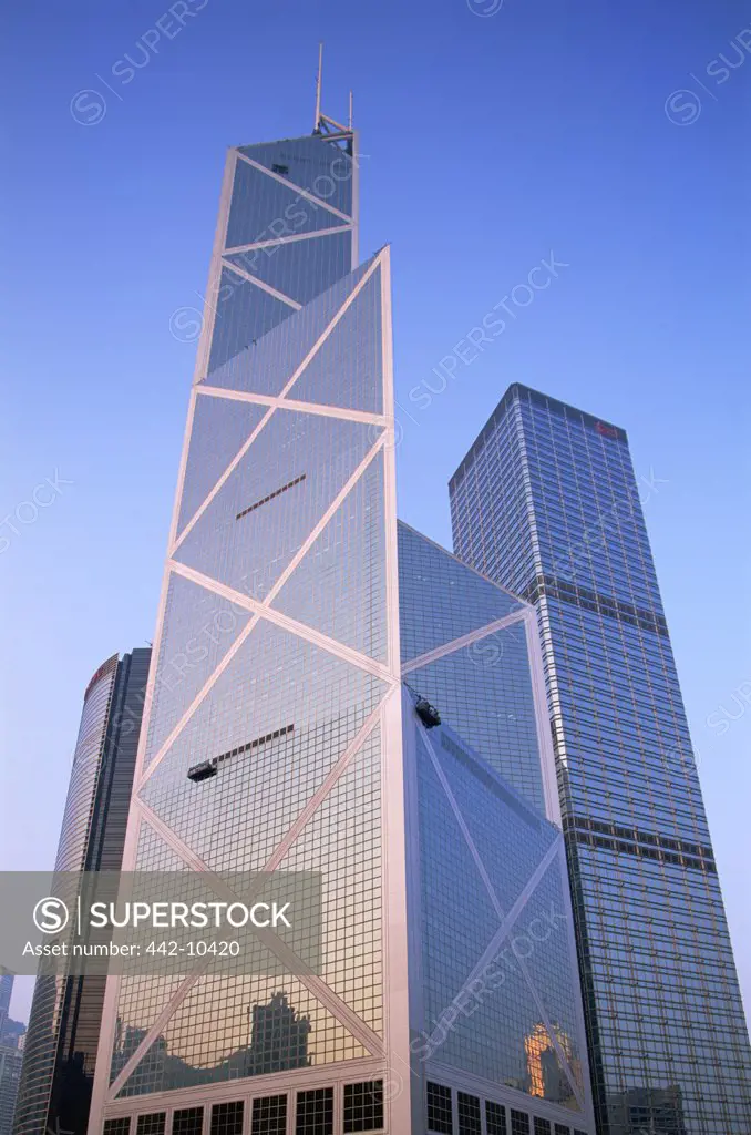 Low angle view of a government building, New Bank of China, Hong Kong, China