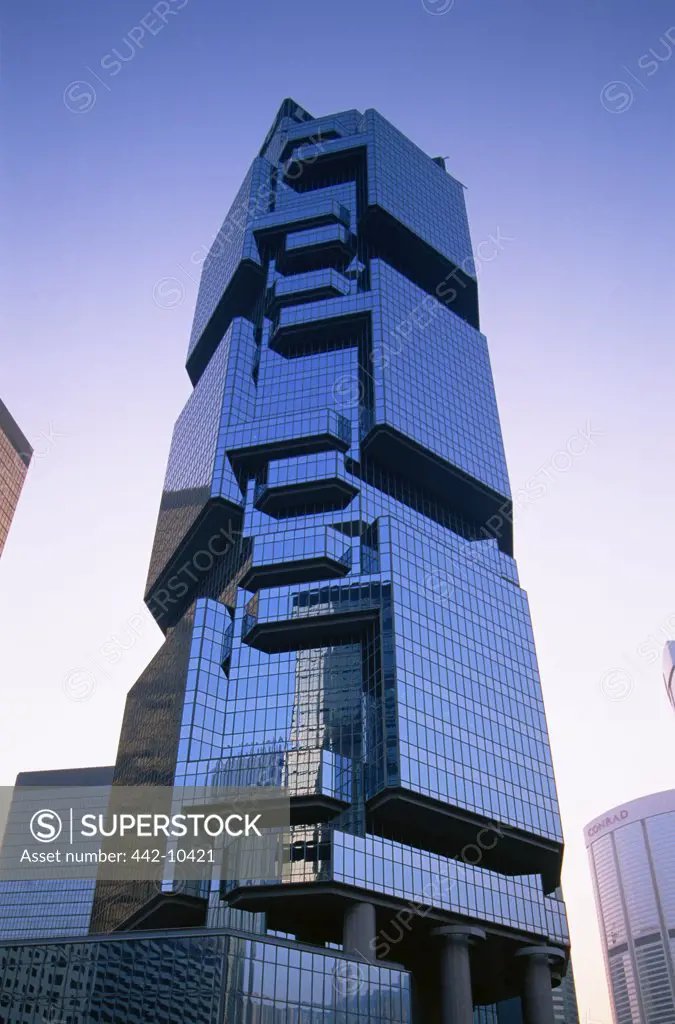 Low angle view of a skyline, Lippo Centre, Hong Kong, China