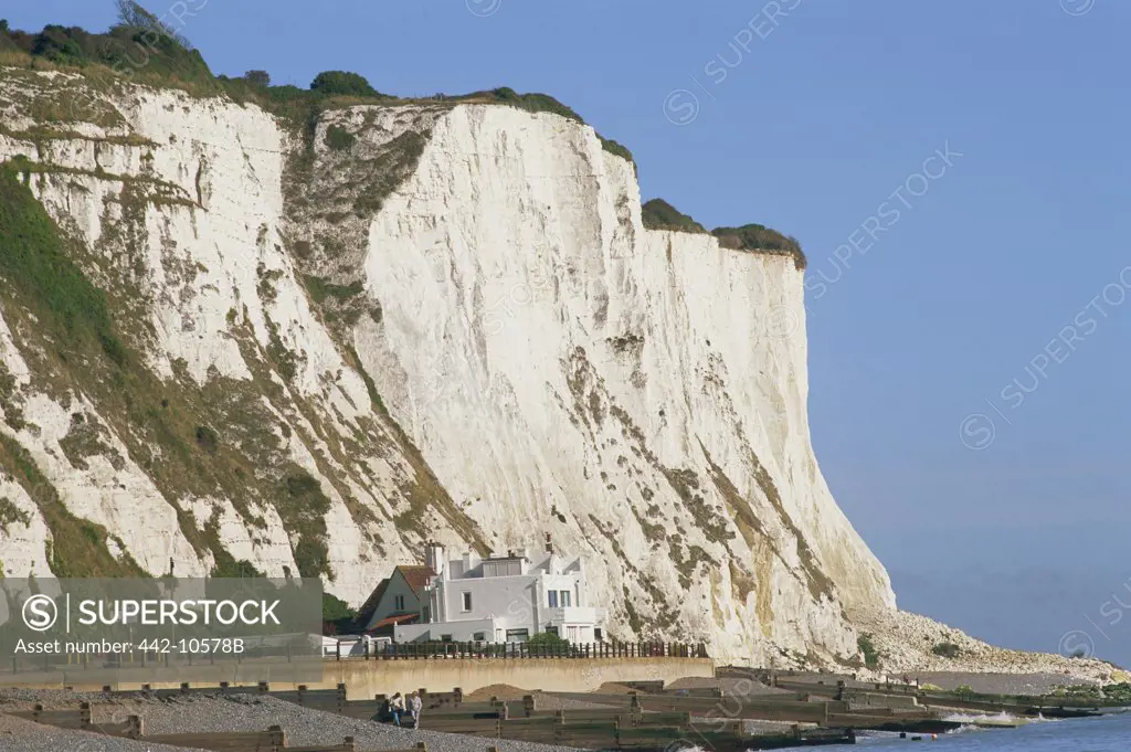 Tourist resort on the beach, White Cliffs Of Dover, St. Margarets Bay, Kent, England