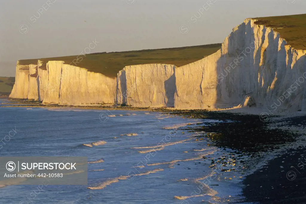 Limestone formation on the beach, Seven Sisters, Beachy Head, Eastbourne, East Sussex, England