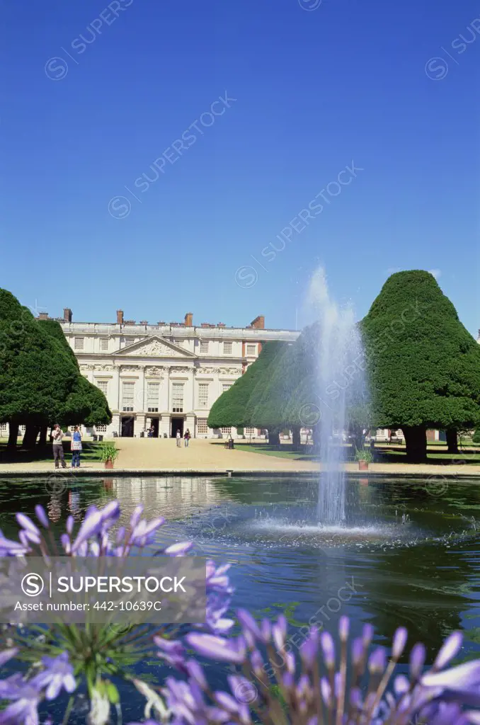 Fountain in front of a palace, Hampton Court, London, England