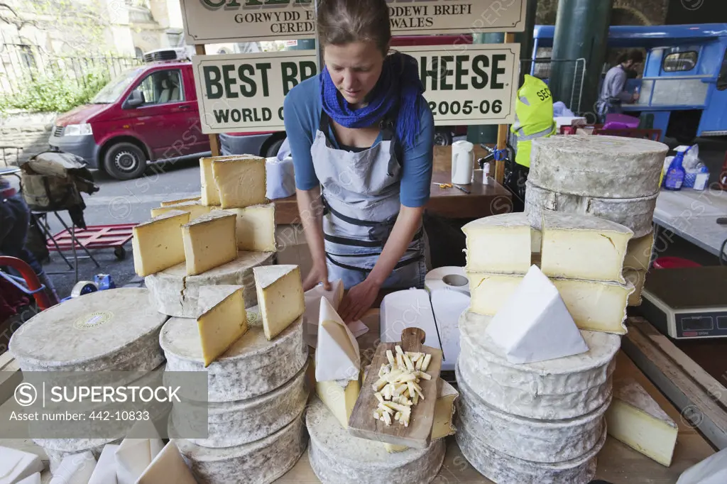 England, London, Southwark, Borough Market, Cheese Stall, Cheese Display