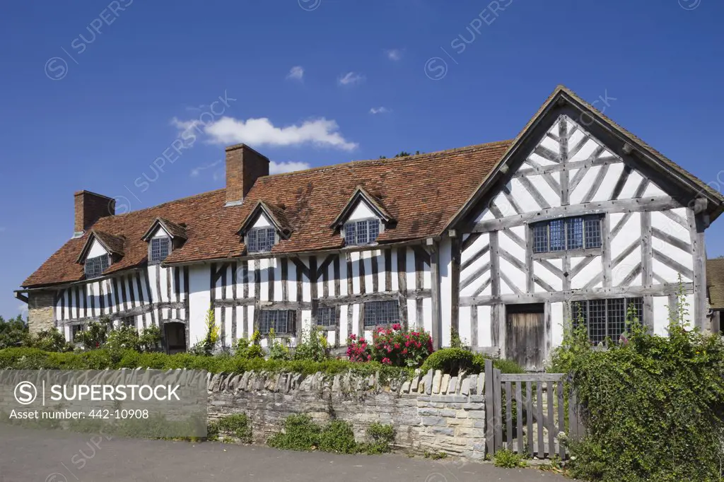 Facade of a house, Mary Arden's House, Wilmcote, Stratford-Upon-Avon, Warwickshire, England