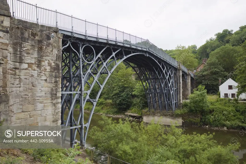 Bridge across a river, Severn River, Coalbrookdale, Ironbridge, Telford, Shropshire, England