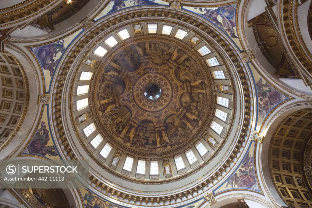 Architectural details of the dome and transepts of a cathedral, St. Paul's Cathedral, City Of London, London, England