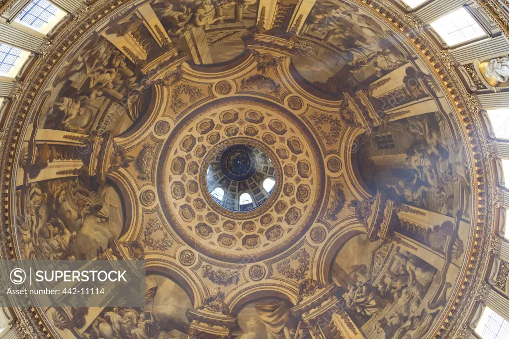 Architectural details of the dome and transepts of a cathedral, St. Paul's Cathedral, City Of London, London, England