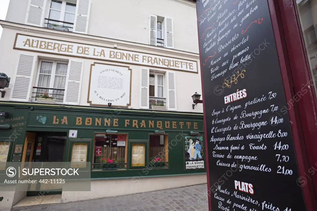 Facade of a restaurant, Montmartre, Paris, France