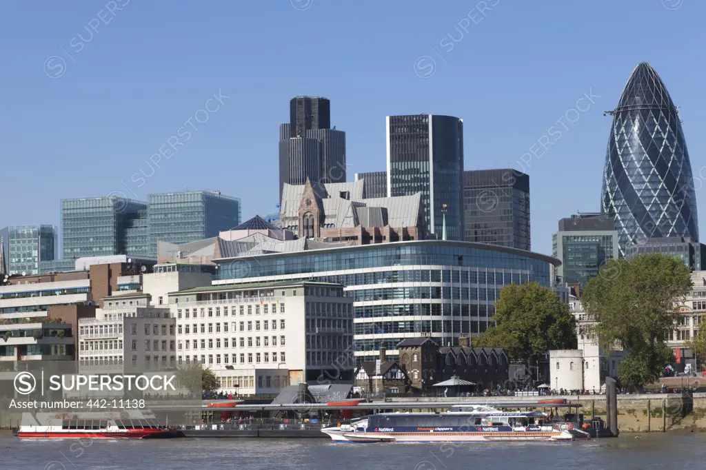 Buildings at the waterfront, Sir Norman Foster Building, City Of London, London, England