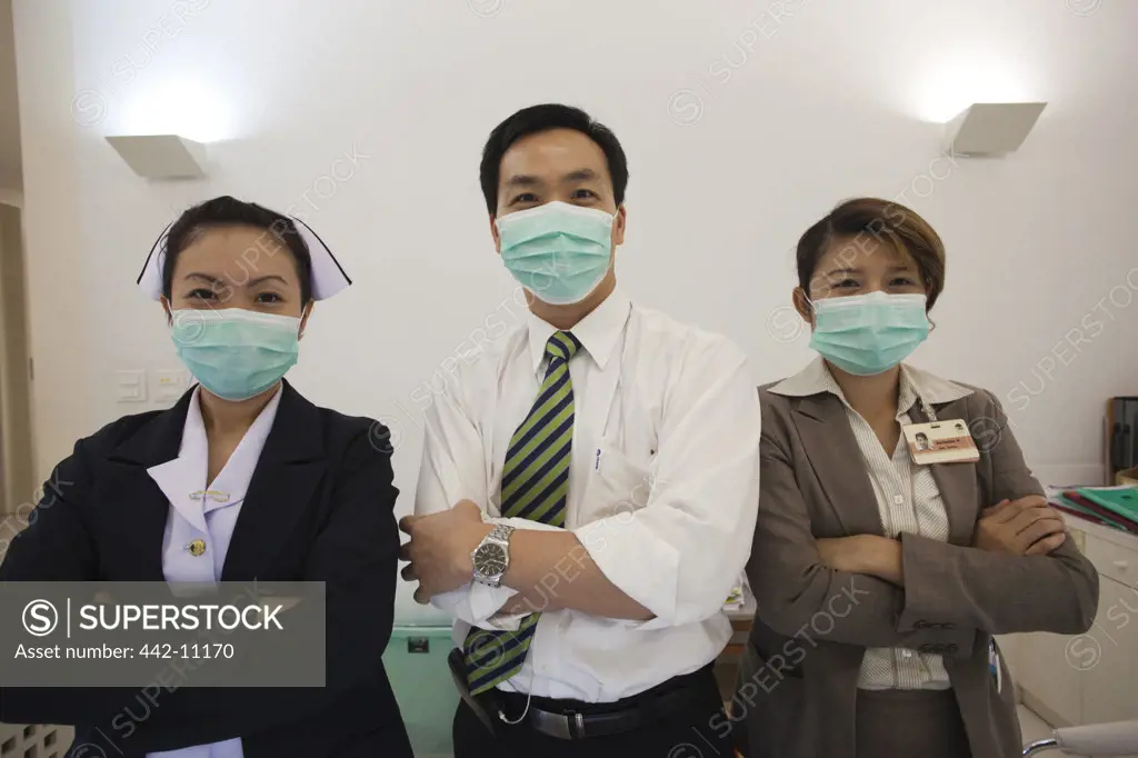 Doctor and two nurses in a hospital, Bangkok, Thailand