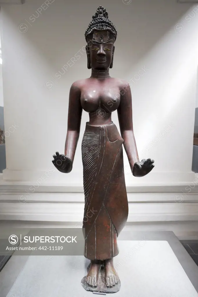 Statue of Tara the female Bodhisattva in a museum, Museum Of Cham Sculpture, Danang, Vietnam