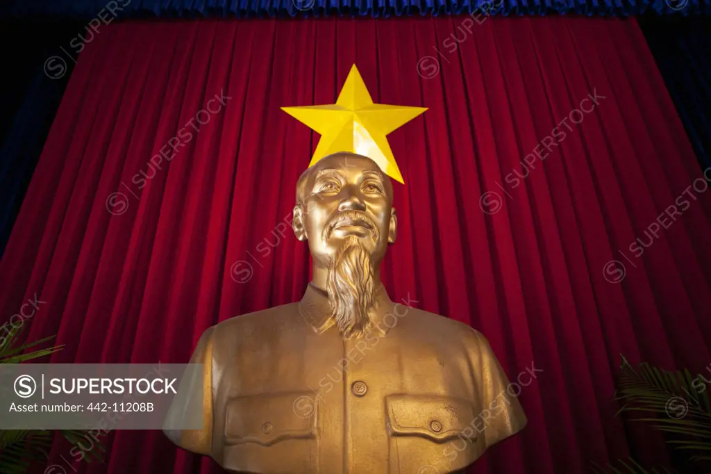 Statue of Ho Chi Minh the Vietnamese communist statesman in a presidential palace, Reunification Palace, Ho Chi Minh City, Vietnam