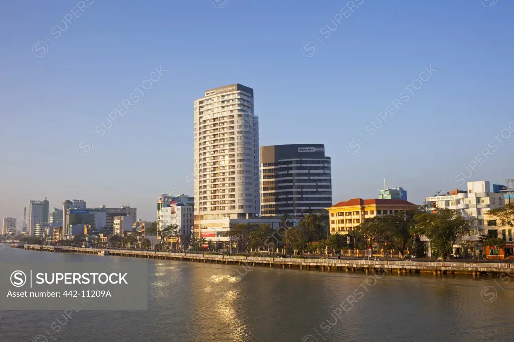 Buildings at the waterfront, Han River, Danang, Vietnam