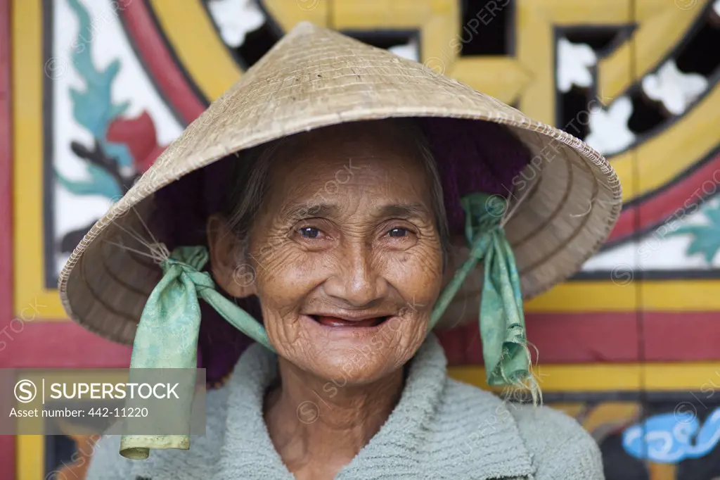 Close-up of a senior woman smiling, Hoi An, Vietnam