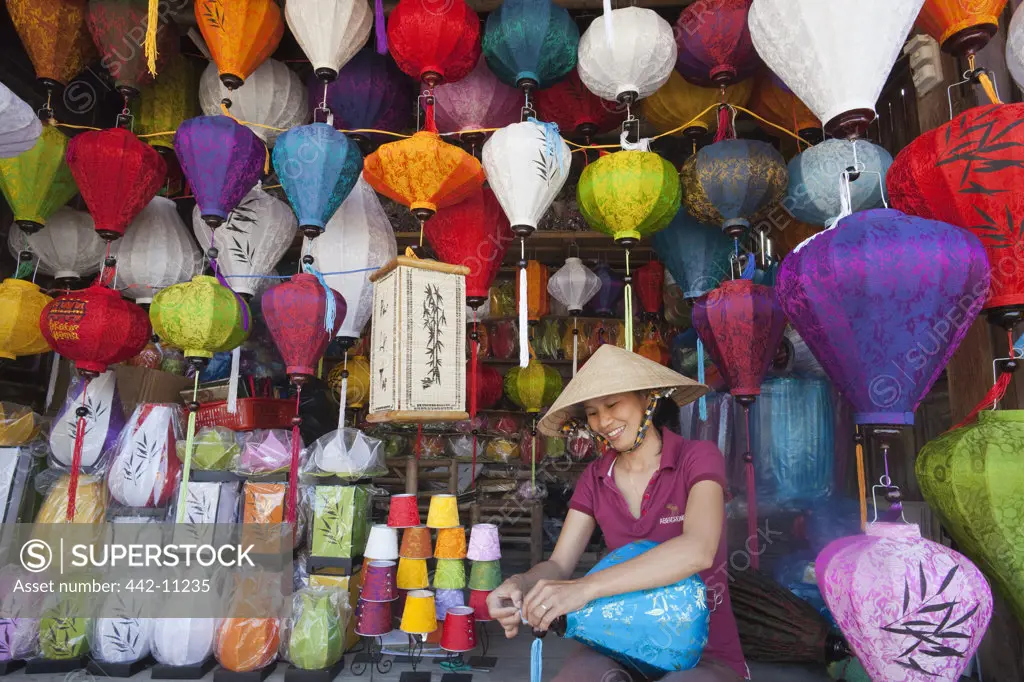 Traditional paper lanterns in a store, Hoi An, Vietnam