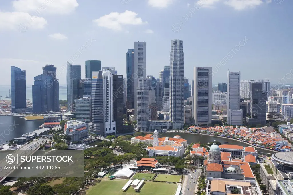 High angle view of a cityscape, Singapore City, Singapore