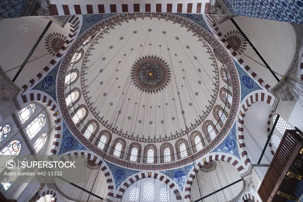 Interiors of a mosque, New Mosque, Istanbul, Turkey