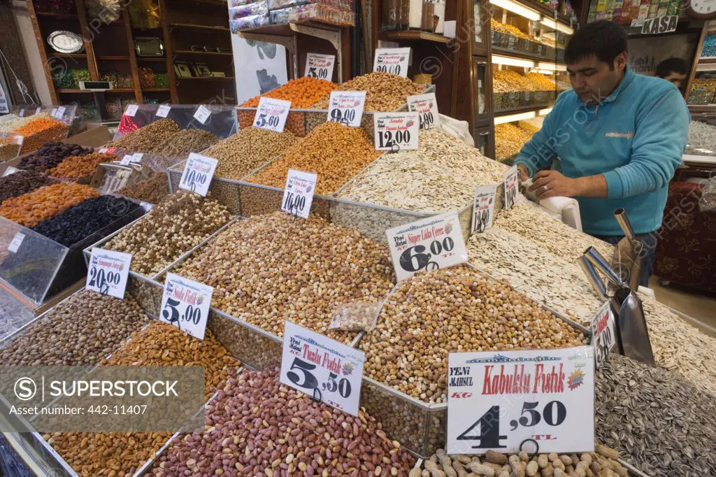 Nut shop display, Sultanahmet, Istanbul, Turkey