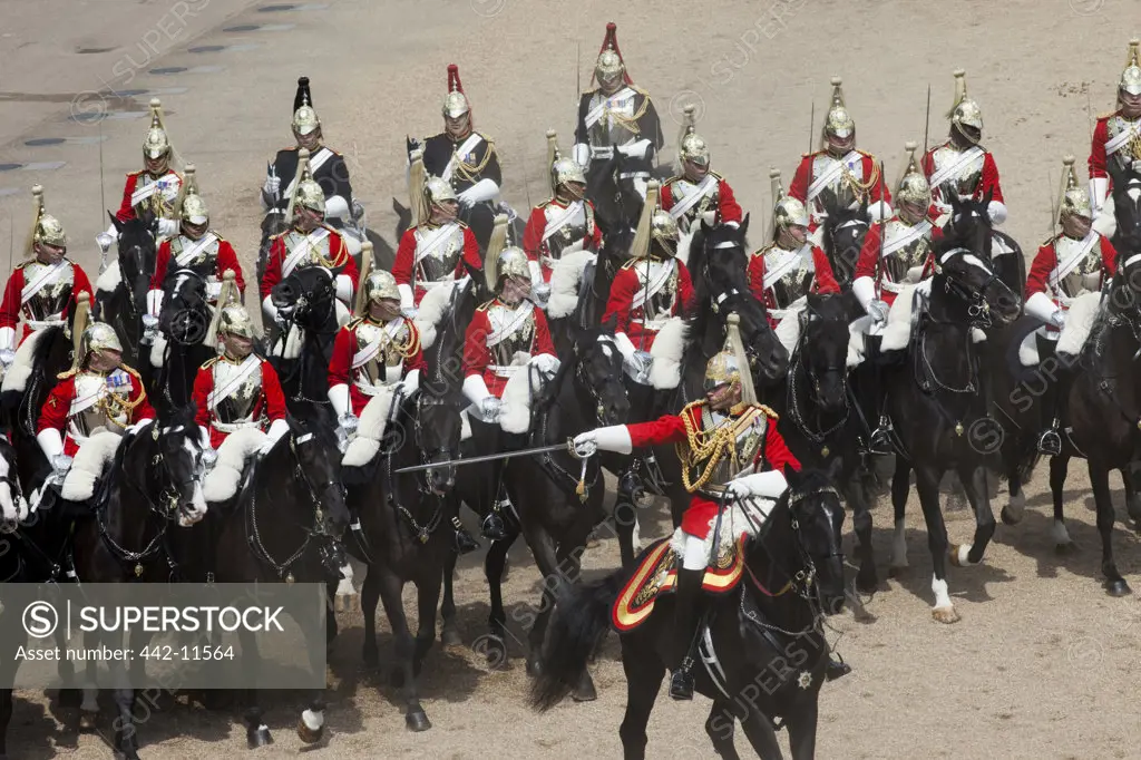 UK, England, London, Household Cavalry at Trooping the Color Ceremony at Horse Guards Parade Whitehall