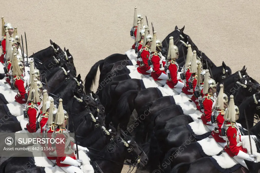 UK, England, London, Household Cavalry at Trooping the Color Ceremony at Horse Guards Parade Whitehall